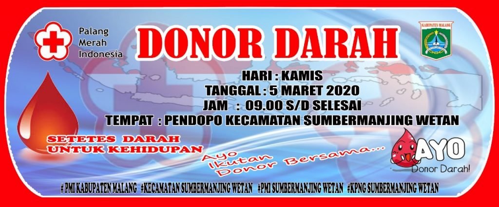 PMI Sumbermnajing Wetan Agendakan Donor Darah Pamflet giat donor darah PMI Sumbermanjing Wetan