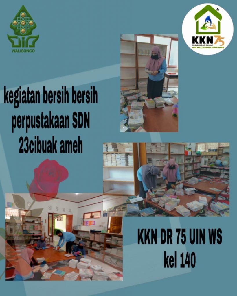 Mahasiswi KKN UIN Walisongo Gotong Royong Bersihkan Sekolah