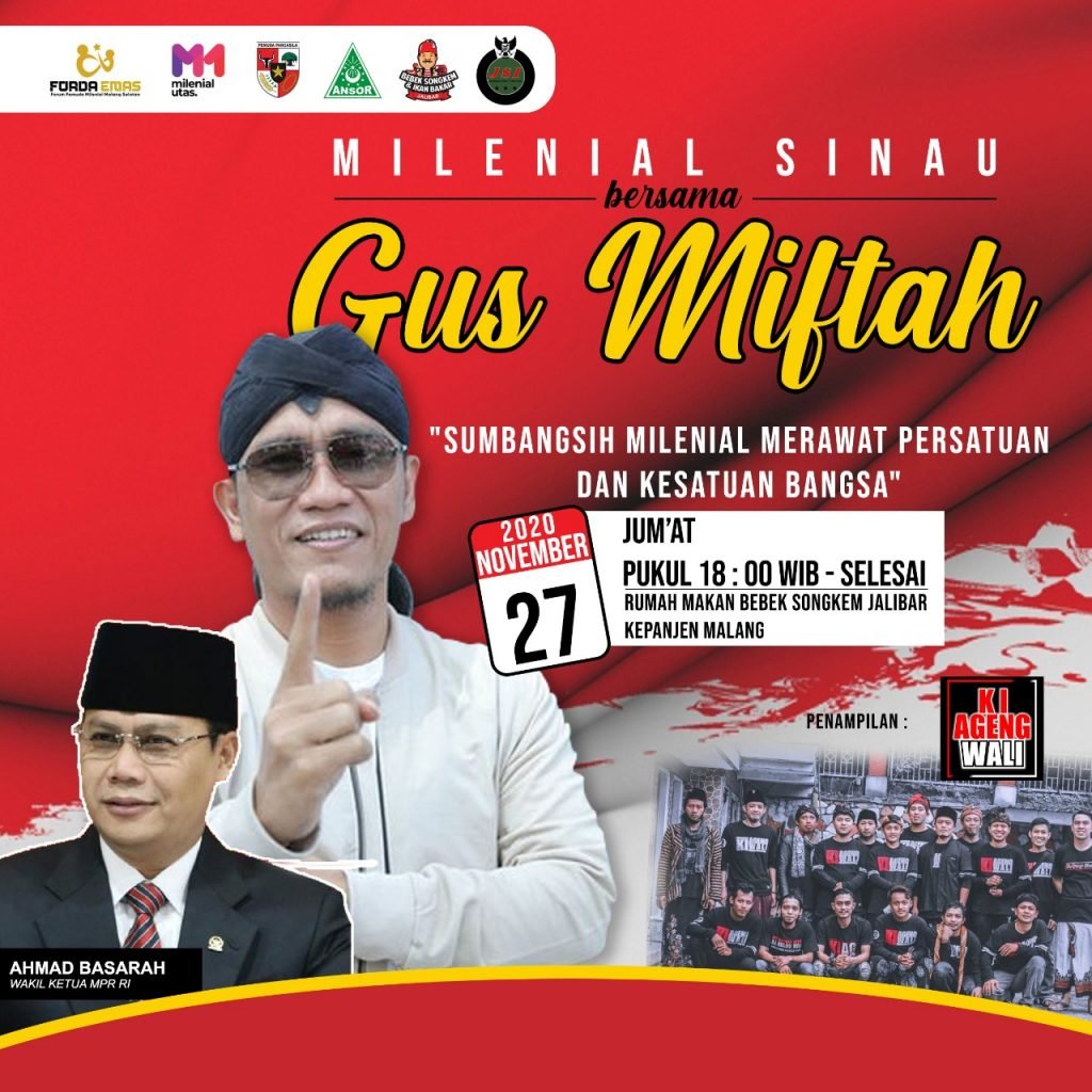 Gandeng OKP Kabupaten Malang, Milenial Utas Agendakan Sinau Bareng Gus Miftah