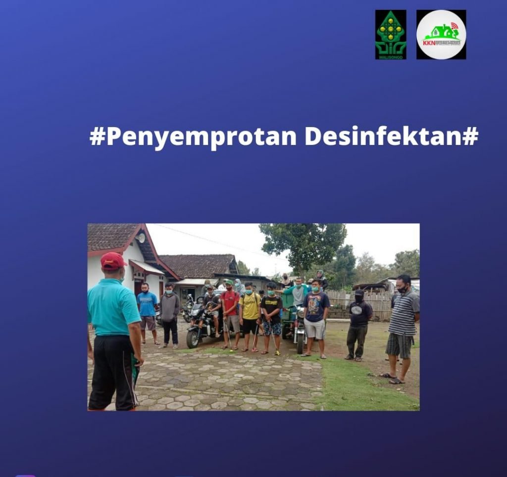 Pencegahan Covid-19 melalui Penyemprotan Disinfektan Rutin Penyemprotan disinfektan rutin yang dilakukan oleh mahasiswa Uin Walisongo dan warga