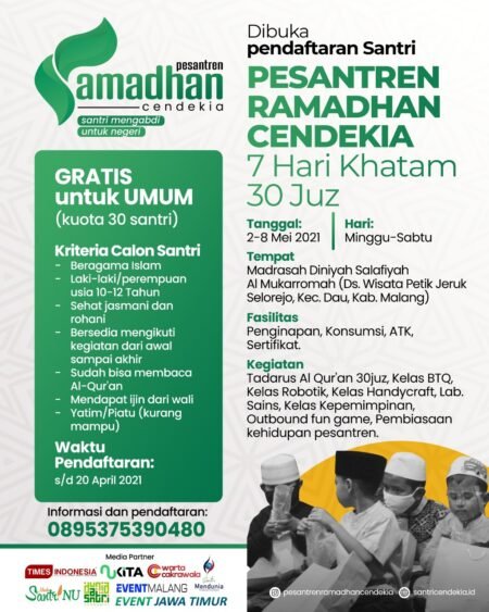 Daftar Yuk, Santri Cendekia Foundation Gelar Pesantren Ramadhan Poster pendaftaran Pesantren Ramadhan