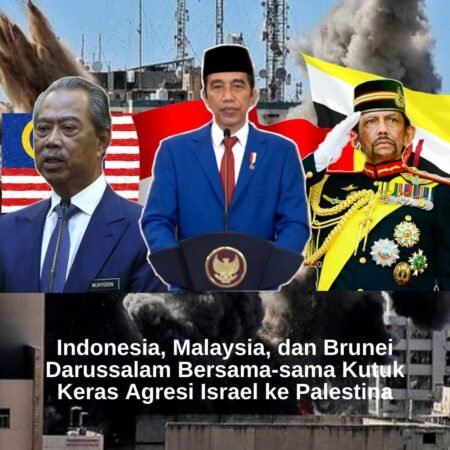 Indonesia, Malaysia, dan Brunei Darussalam Bersama-sama Kutuk Keras Agresi Israel ke Palestina Presiden Malaysia (kiri), Presiden Indonesia (tengah), Presiden Brunei Darussalam (kanan)