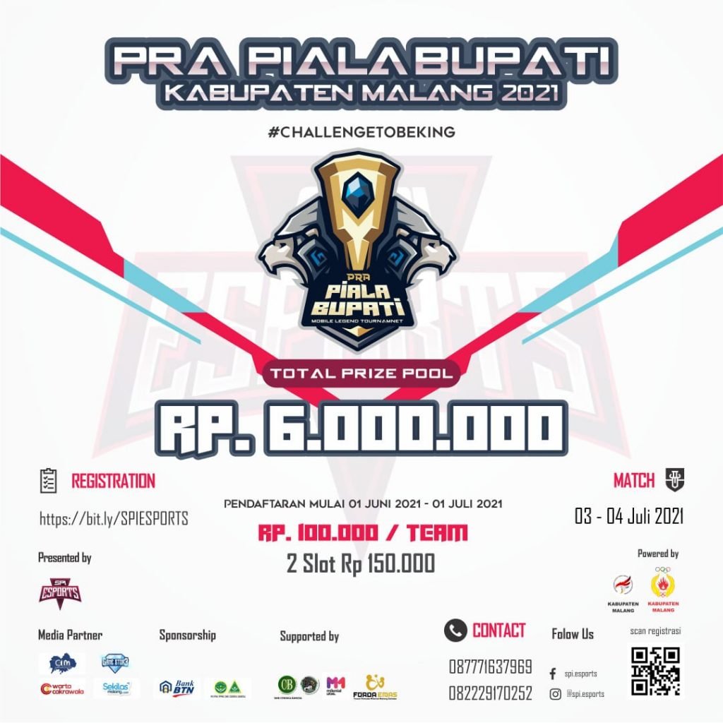 Sekawan Pilar Indonesia Gelar Turnamen Esport Pra Piala Bupati Malang Poster kegiatan turnamen pra piala Bupati Malang (gambar:istimewa)