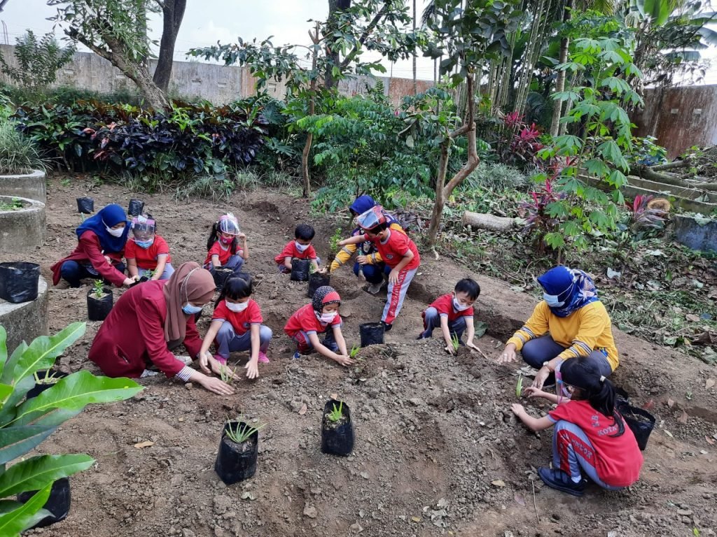 PMM 52 UMM Ajak Warga dan Institusi Pendidikan Budidayakan TOGA Mahasiswa PMM UMM bersama siswa membudidayakan tanaman Toga