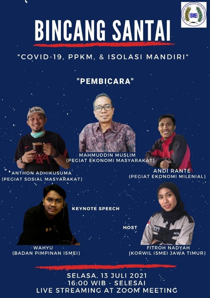 Demi Memutus Penyebaran COVID-19, ISMEI Siap Menjadi Relawan Poster Bincang Santai yang digelar ISMEI