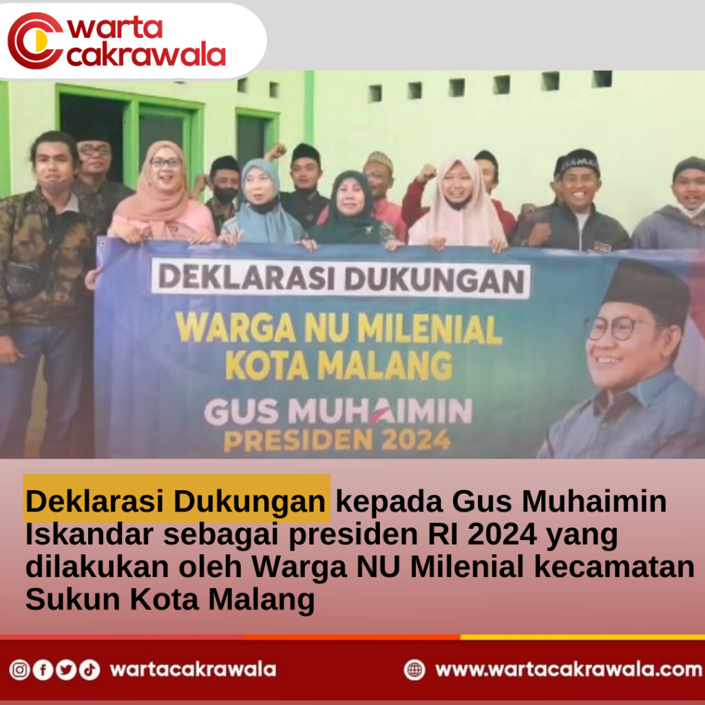 NU Milenial Kecamatan Sukun Dukung Gus Muhaimin Menjadi Presiden 2024 Potret pelaksanaan deklarasi dukungan kepada Gus Muhaimin oleh NU milenial kecamatan sukun kota malang