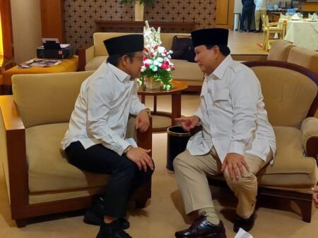 Prabowo-Cak Imin Resmi Lakukan Koalisi Pemilu 2024, Prabowo Siap Nyapres Ketua Umum Partai Gerindra, Prabowo Subianto dan Ketua Umum Partai Kebangkitan Bangsa (PKB) Muhaimin Iskandar