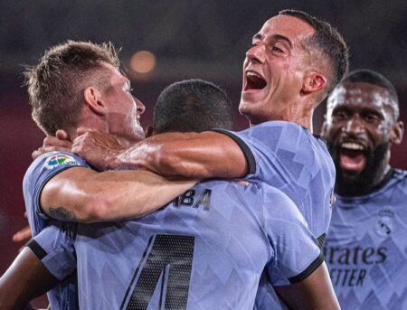 Real Madrid Raih Kemenangan Perdana 2-1 Atas Almeria Selebrasi Real Madrid usai meraih kemenangan perdana dalam LaLiga Spanyol 2022/2023 atas Almeria