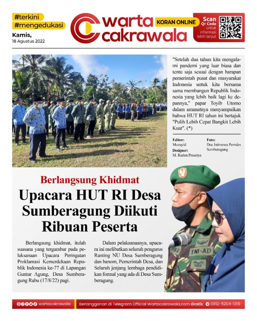 Koran Online: Upacara HUT RI Desa Sumberagung Diikuti Ribuan Peserta Koran online edisi Kamis 18 Agustus 2022