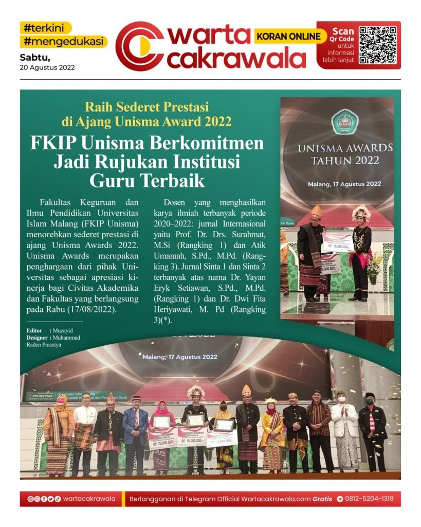 Koran Online: FKIP Unisma Berkomitmen Jadi Rujukan Institusi Guru Terbaik Koran online edisi Sabtu 20 Agustus 2022