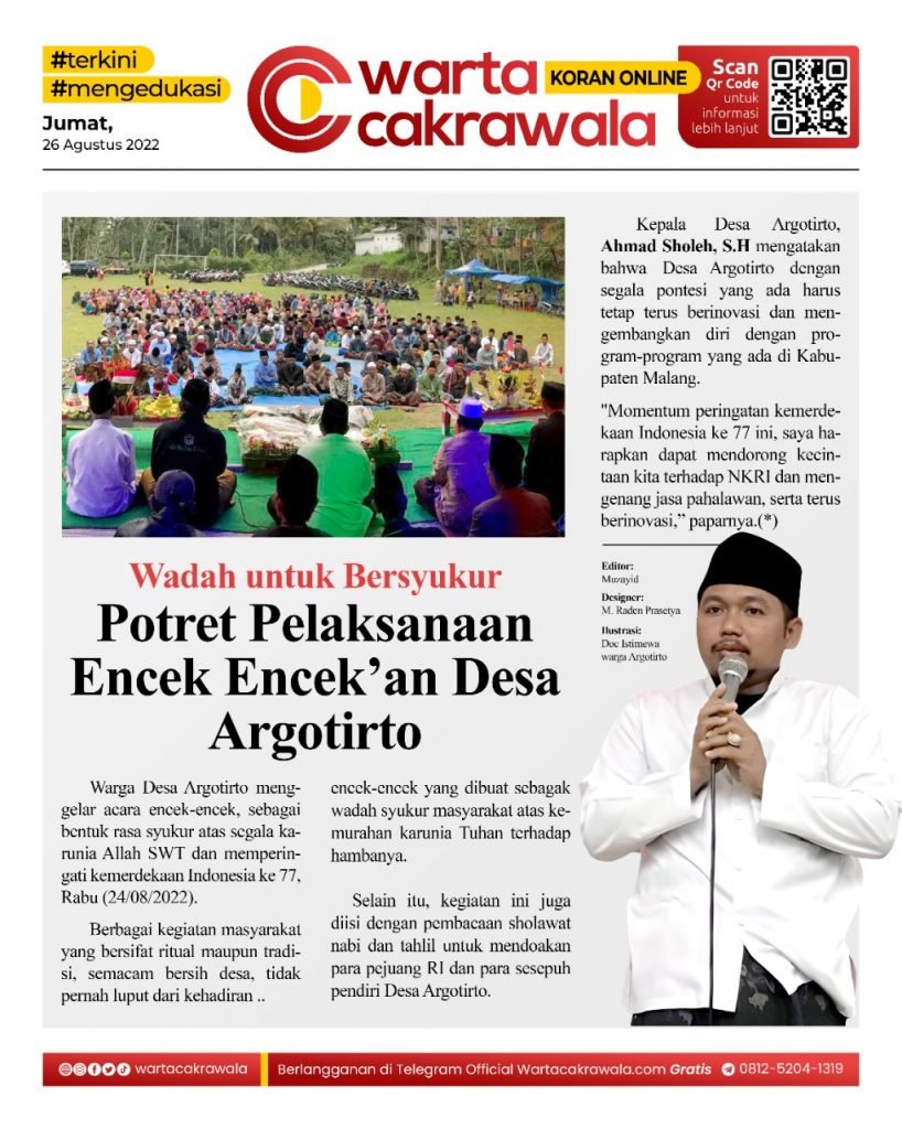 Koran Online: Potret Pelaksanaan Encek Encek an Desa Argotirto Koran online edisi Jumat 26 Agustus 2022