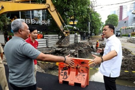 Atasi Genangan, Wali Kota Eri Cahyadi Imbau Setiap Rumah Bangun Saluran Wali Kota Surabaya Eri Cahyadi meninjau pembangunan saluran dan crossing (sodetan) di 55 titik di seluruh wilayah Kota Pahlawan / dok. Pemkot Surabaya