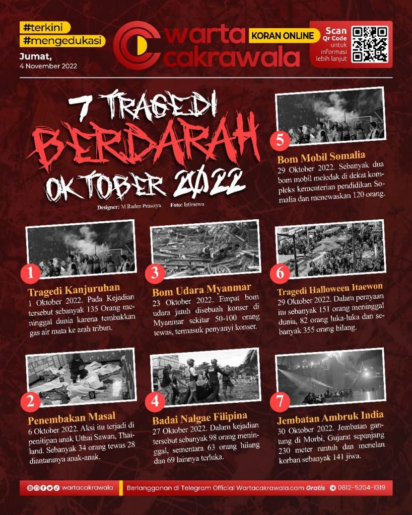 Koran Online: Deretan Tragedi Berdarah Oktober 2022 Koran online edisi Jumat 04 November 2022. Deretan Tragedi Berdarah Oktober 2022
