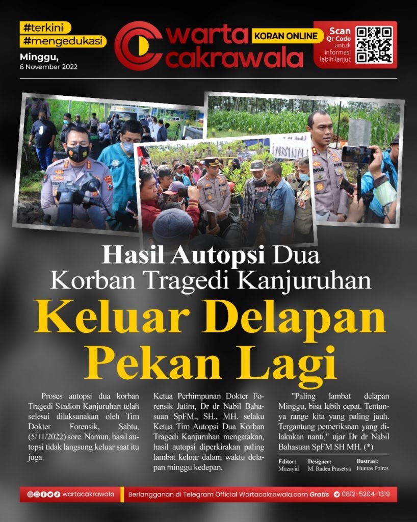 Koran Online: Hasil Autopsi Dua Korban Tragedi Kanjurahan Keluar Delapan Pekan Lagi Koran online edisi Minggu 06 November 2022