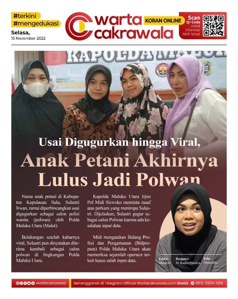 Koran Online: Anak Petani Akhirnya Lulus Polwan, Usai Digugurkan hingga Viral Koran online edisi Selasa 15 November 2022