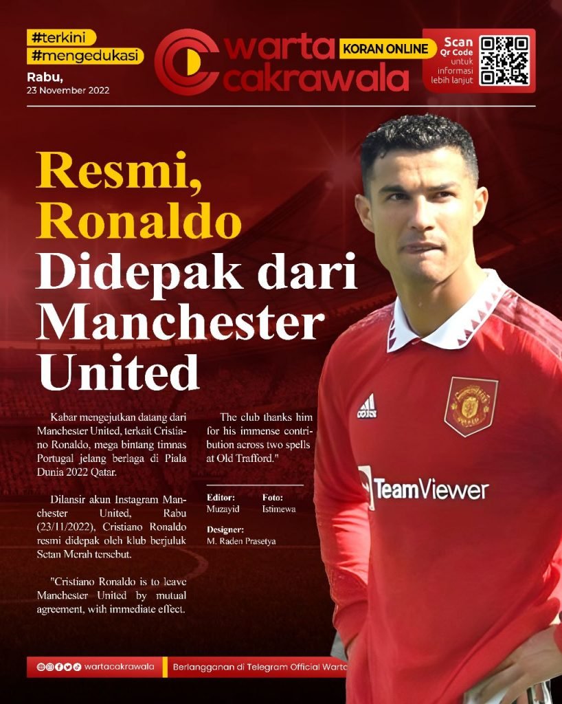 Koran Online: Ronaldo Didepak dari Manchester United Koran online edisi Rabu 23 November 2022. Ronaldo Didepak dari Manchester United