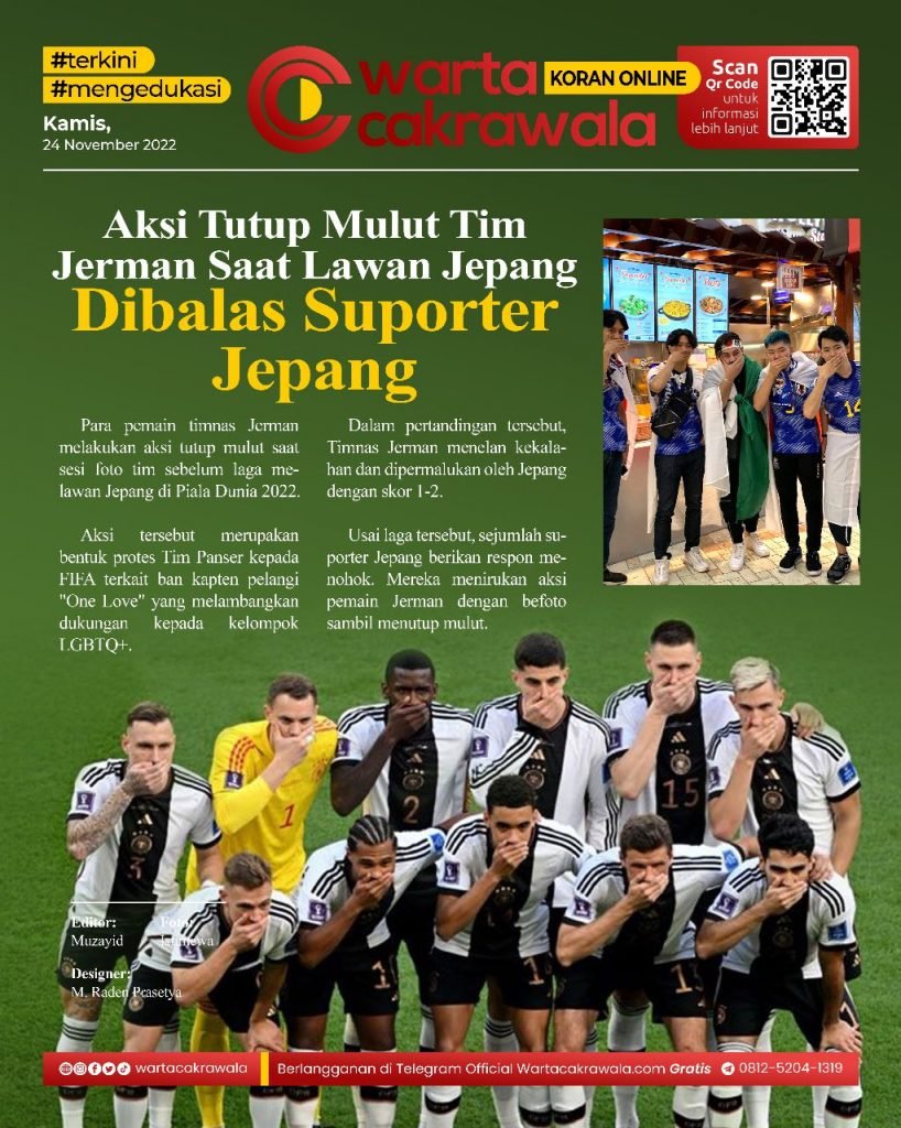 Koran Online: Aksi Tutup Mulut Tim Jerman Saat Lawan Jepang Koran online edisi Kamis 24 November 2022