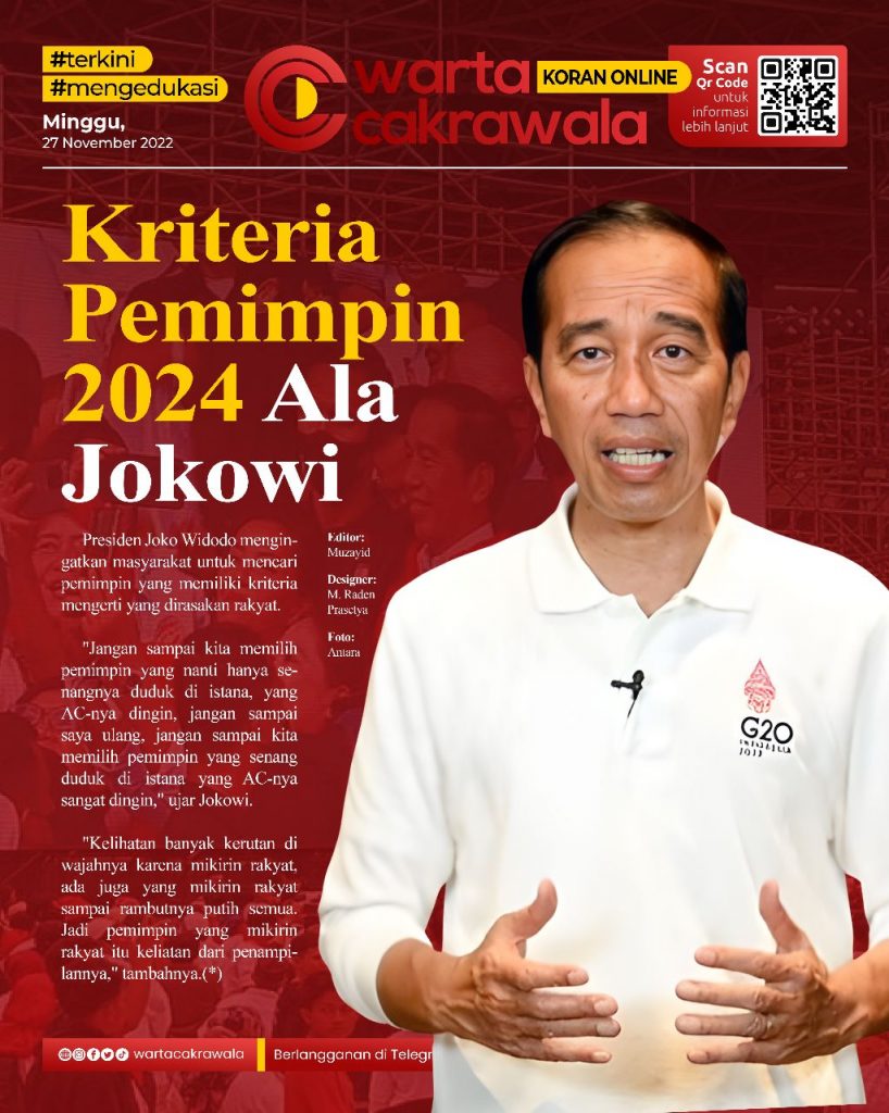 Koran Online: Kriteria Pemimpin 2024 Ala Jokowi, Berambut Putih Koran online edisi Minggu 27 November 2022