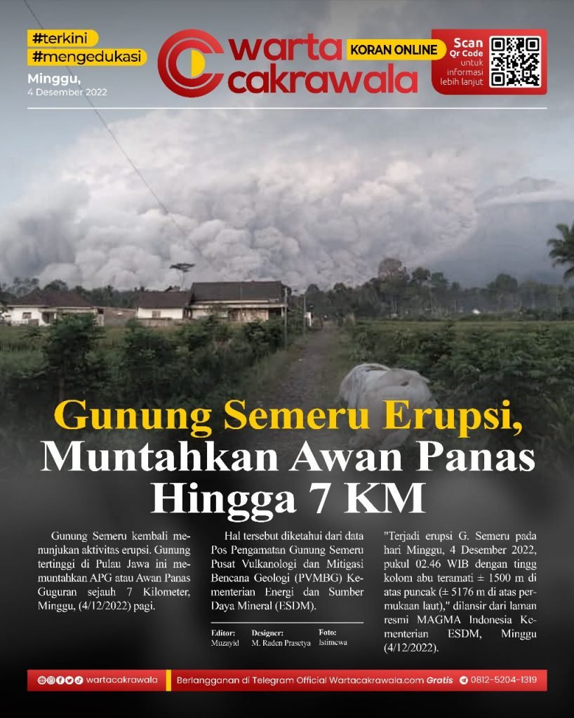 Koran Online: Gunung Semeru Erupsi, Muntahkan Awan Panas Hingga 7 KM Koran online edisi Minggu 04 Desember 2022