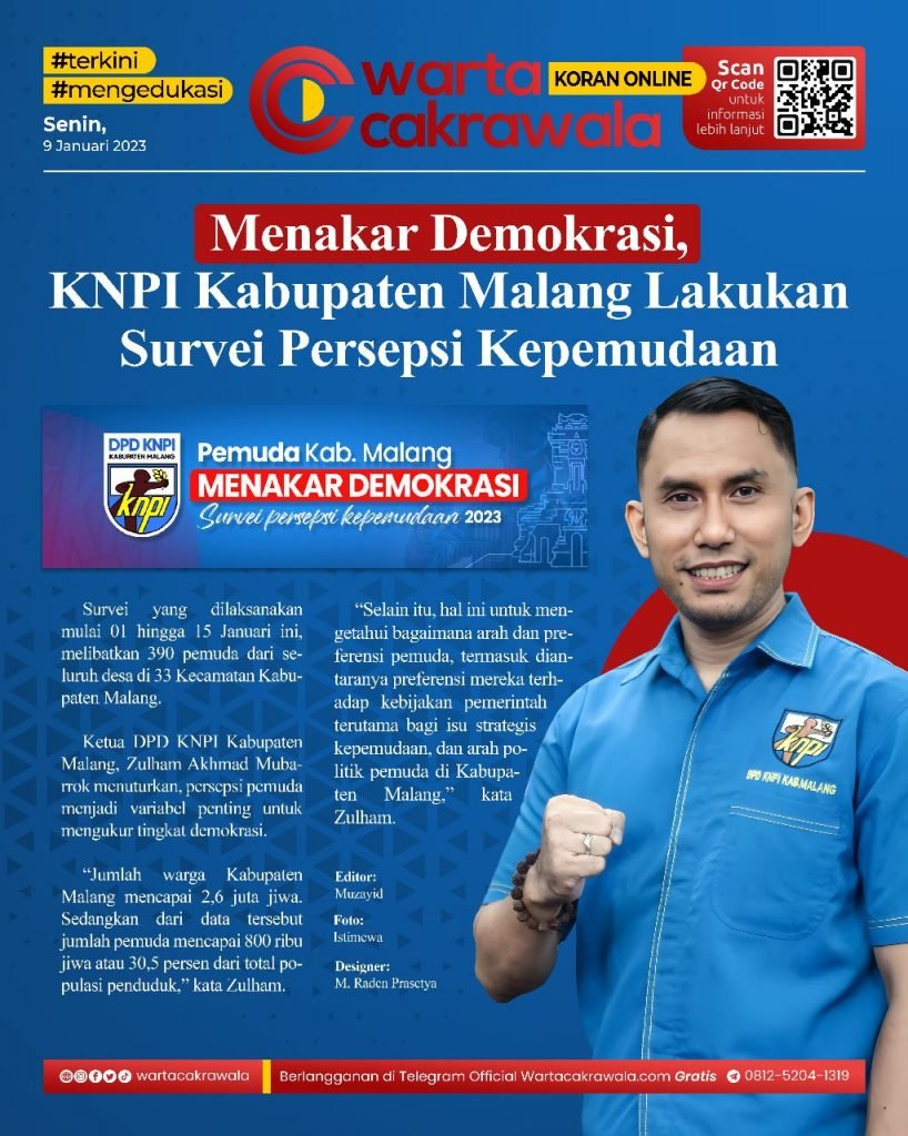 Koran Online: KNPI Kabupaten Malang Lakukan Survei Persepsi Kepemudaan Koran online edisi Minggu 09 Januari 2023