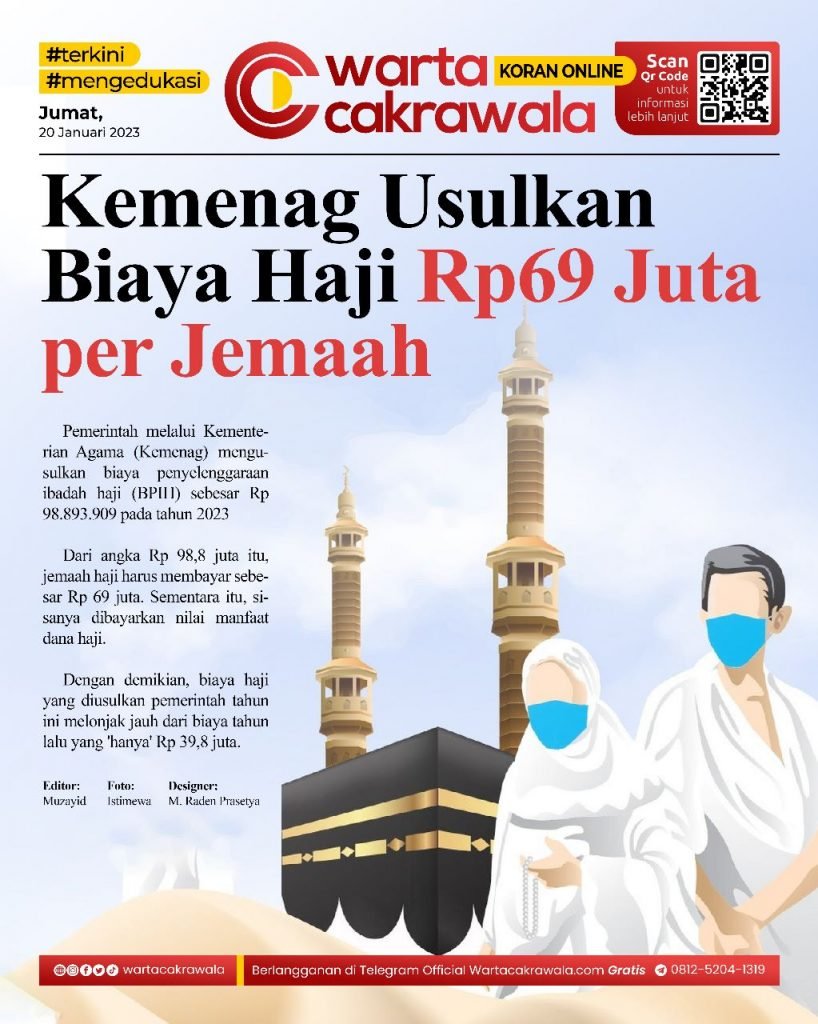 Koran Online: Kemenag Usulkan Biaya Haji Rp69 Juta per Jemaah Koran online edisi Jumat 20 Januari 2023
