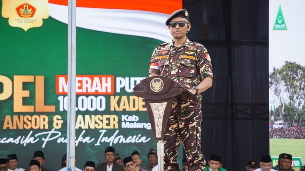 Bacakan Pernyataan Sikap, Ansor Banser Ikrar Setia pada Kiai dan NKRI Wakil Ketua GP Ansor Kabupaten Malang, Zulham Akhmad Mubarrok
