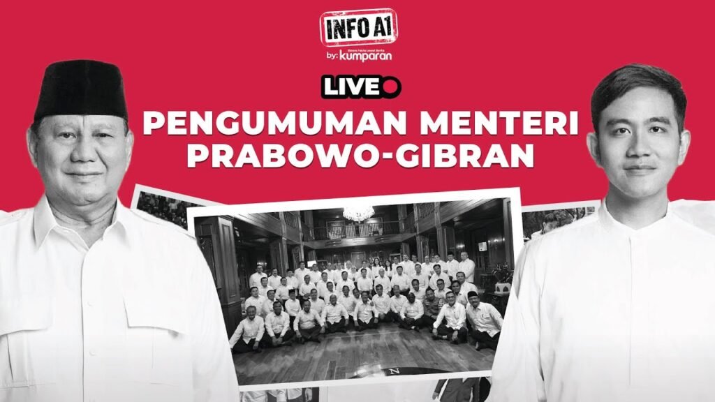 Berikut Susunan Lengkap Mentri Kabinet Merah Putih Prabowo-Gibran List Nama Mentri Kabinet Prabowo -Gibran Gambar by : kumparan